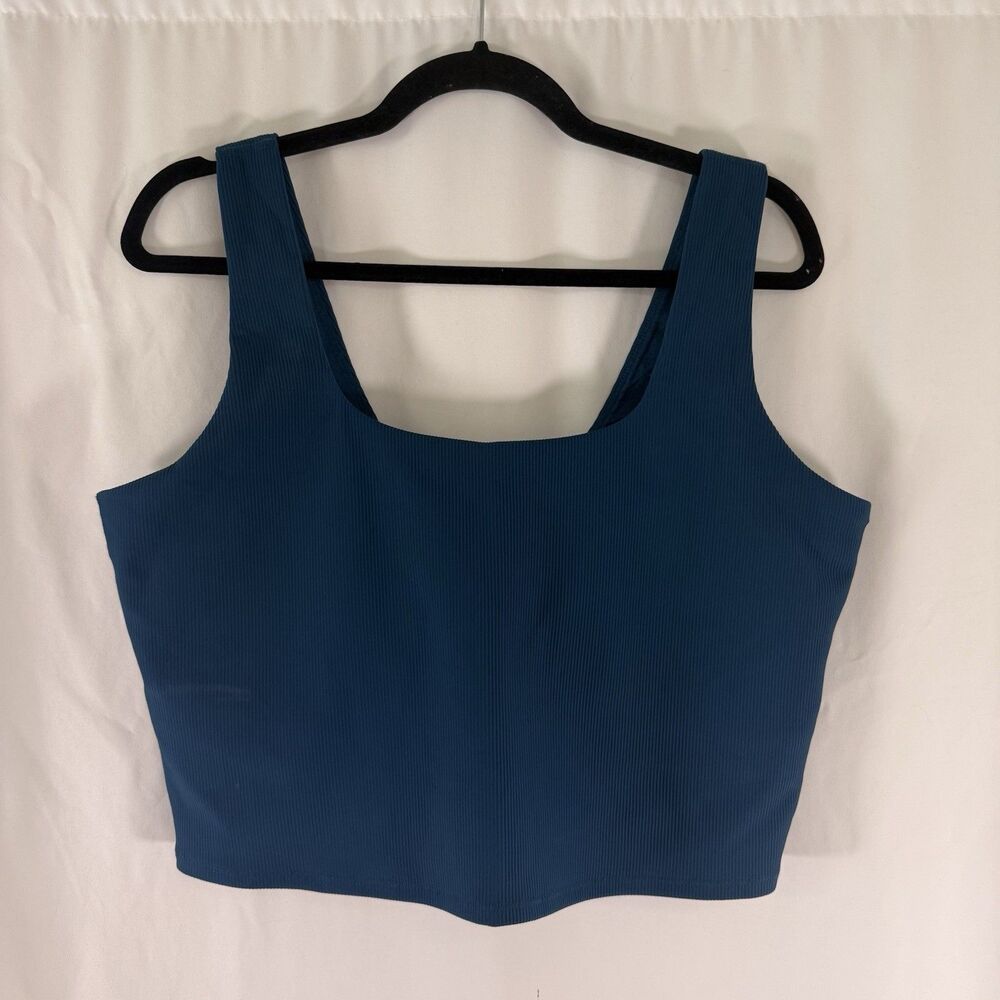 New Skechers Sports Longline Bra Women's 2XL Blue Goflex Ribbed Padded
